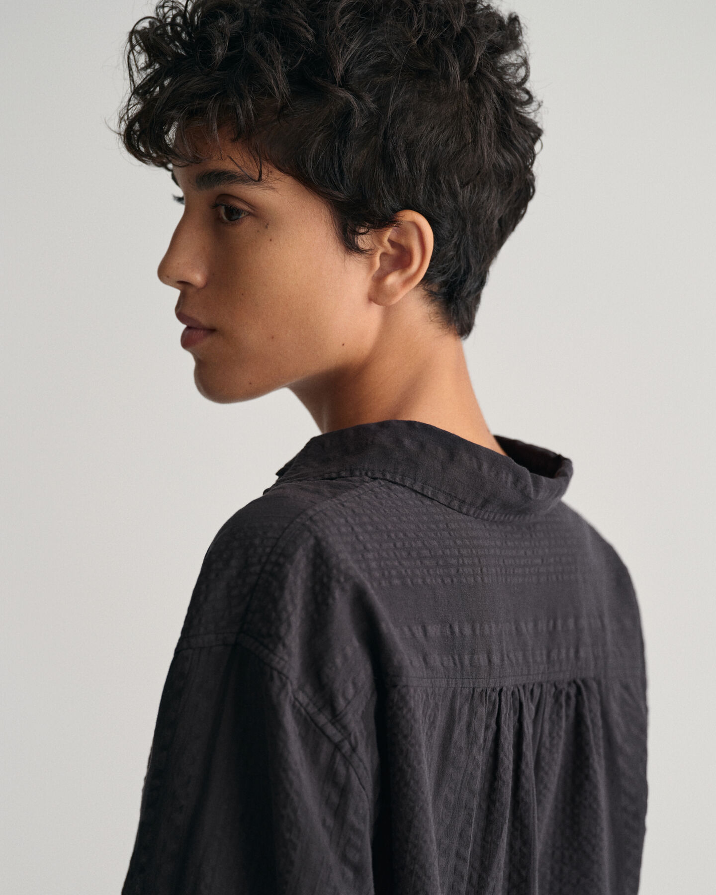 Relaxed Fit Seersucker Schlupfbluse mit Streifen