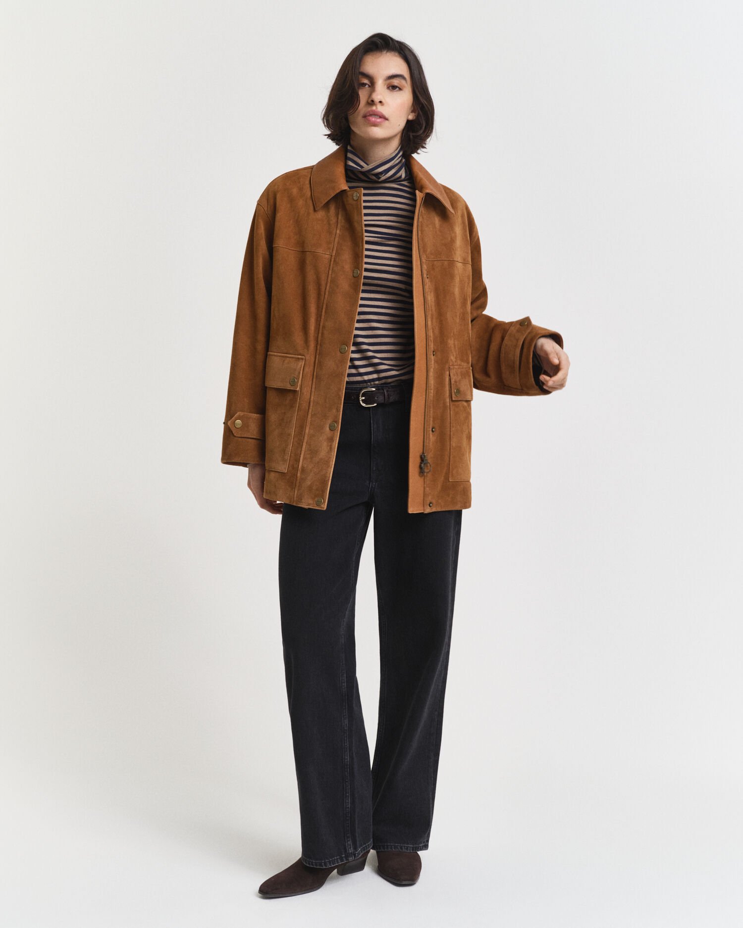 Leichter Rollkragenpullover aus Baumwolle mit Streifen