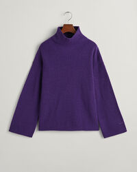 Gerippter Wollpullover mit Stehkragen