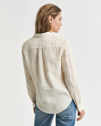 Regular Fit Leinenbluse mit Streifen