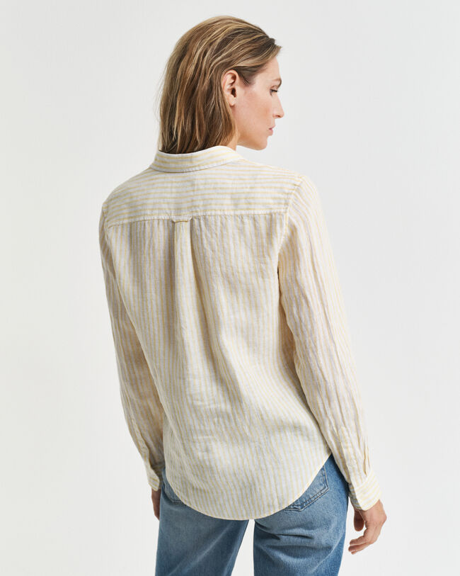 Regular Fit Leinenbluse mit Streifen