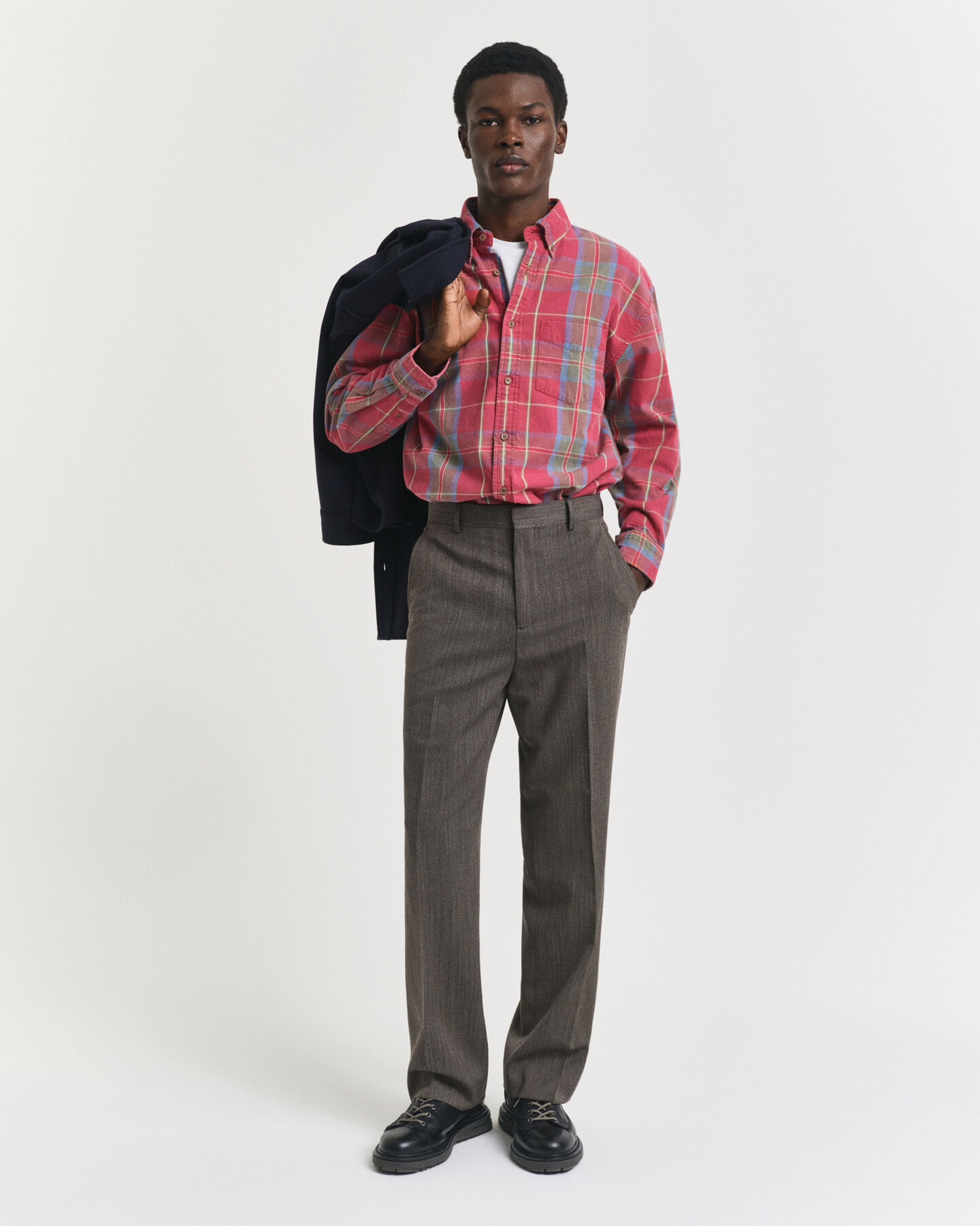 Oversized Karohemd aus gewaschenem Twill