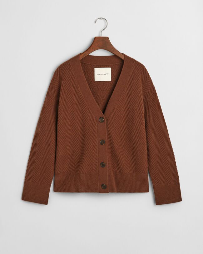 Herringbone V-Neck Strickjacke