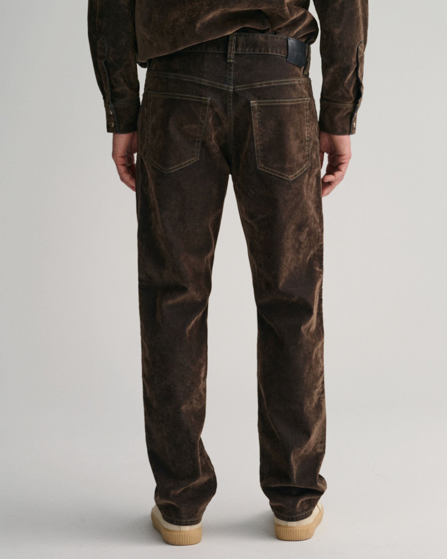 Relaxed Fit Flocked Samt Jeans