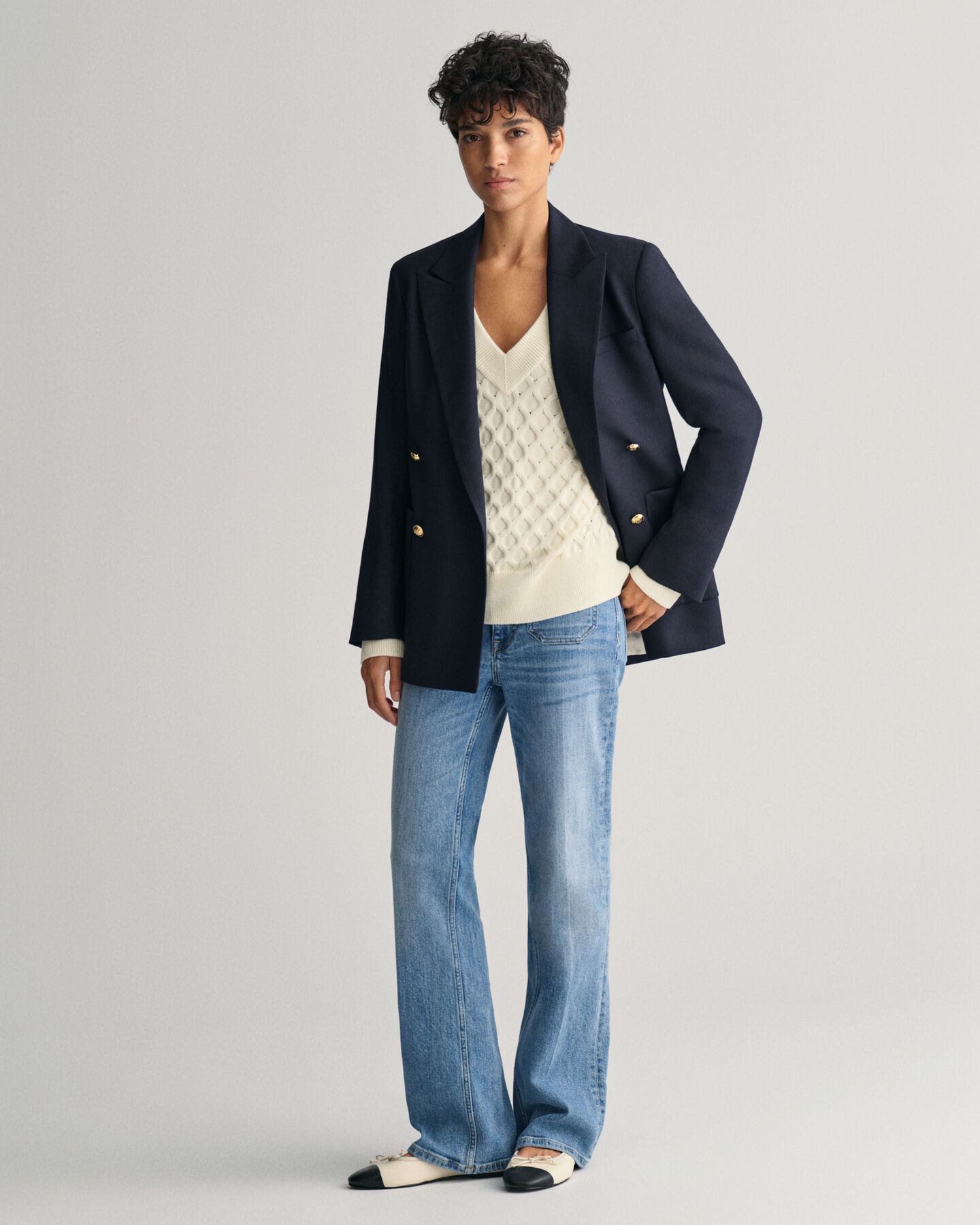 Strukturstrick V-Neck Pullover