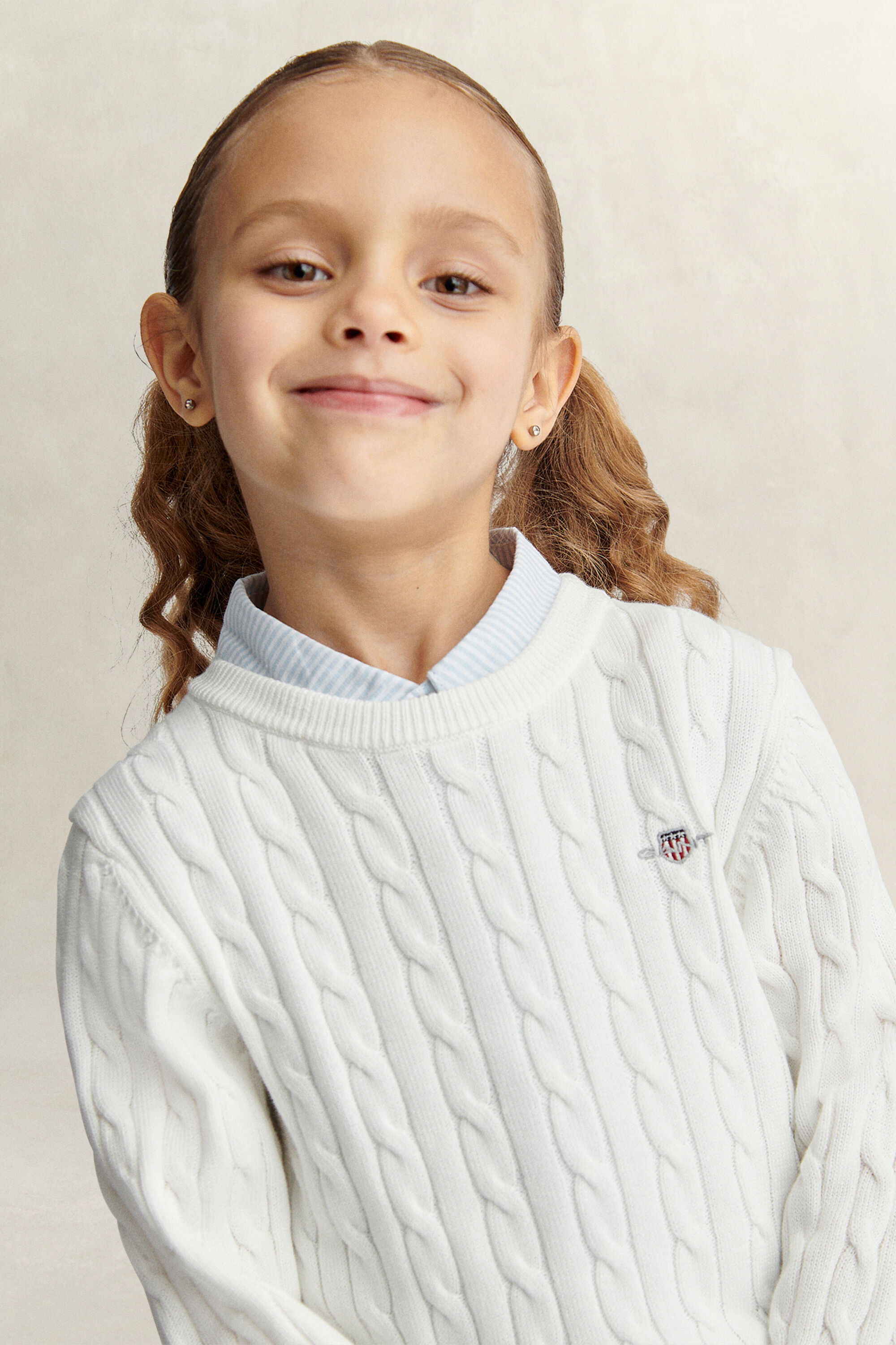 Girls Shield Pullover mit Zopfstrickmuster