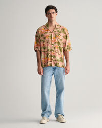 Relaxed Fit Hawaiian Print Kurzarmhemd