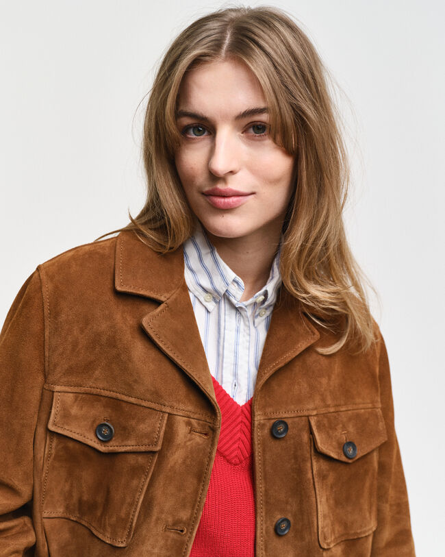 Relaxed Fit Blazer aus Veloursleder