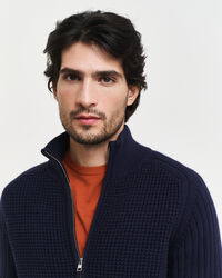 Strickjacke aus strukturiertem Wollgemisch mit Reißverschluss