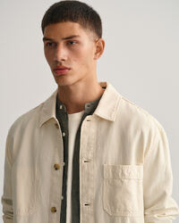 St&uuml;ckgef&auml;rbte Baumwoll Leinen Hemdjacke