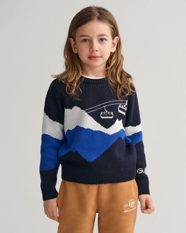 Kids Alpine Jacquard Rundhalspullover