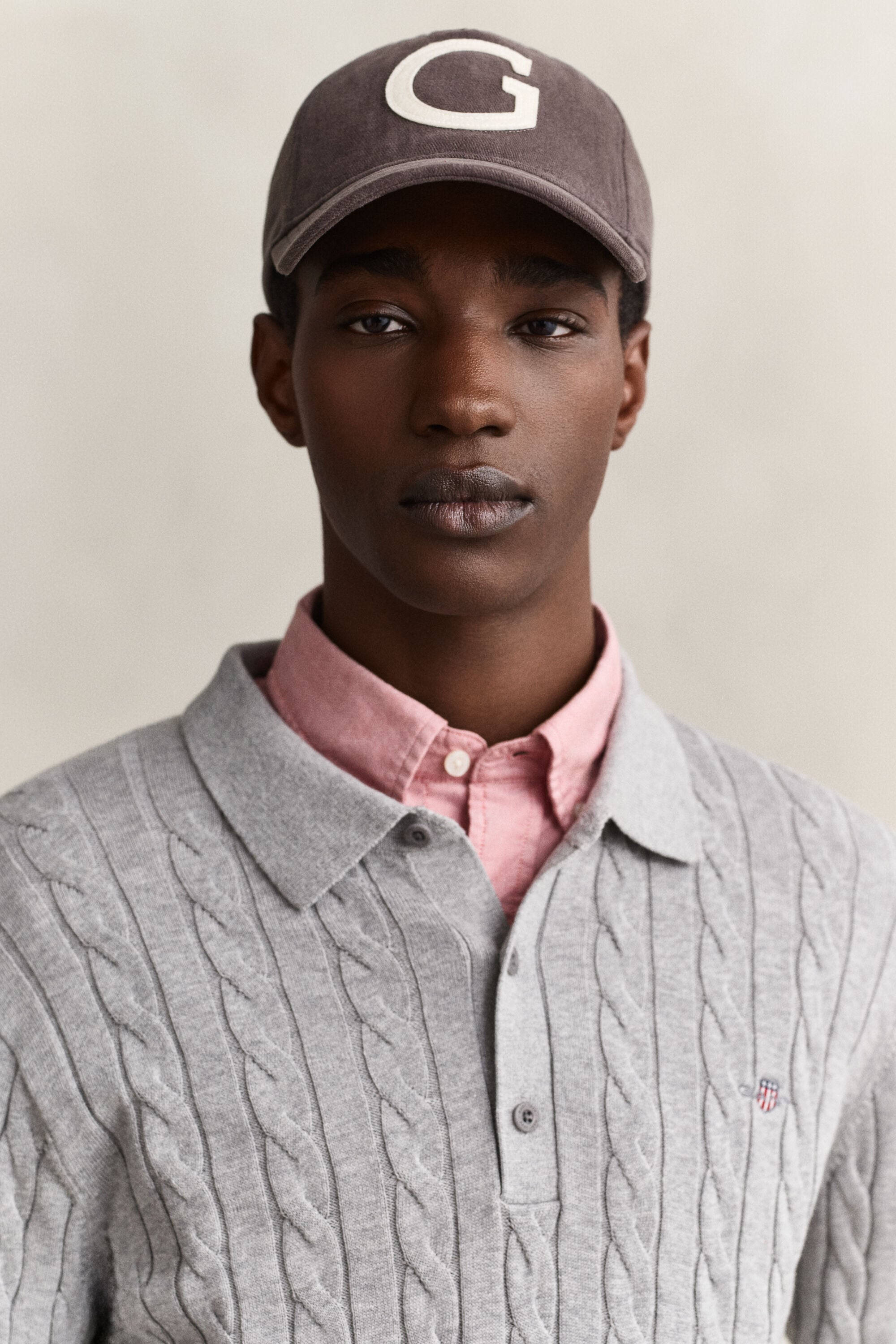 Zopfstrick Polopullover aus Baumwolle