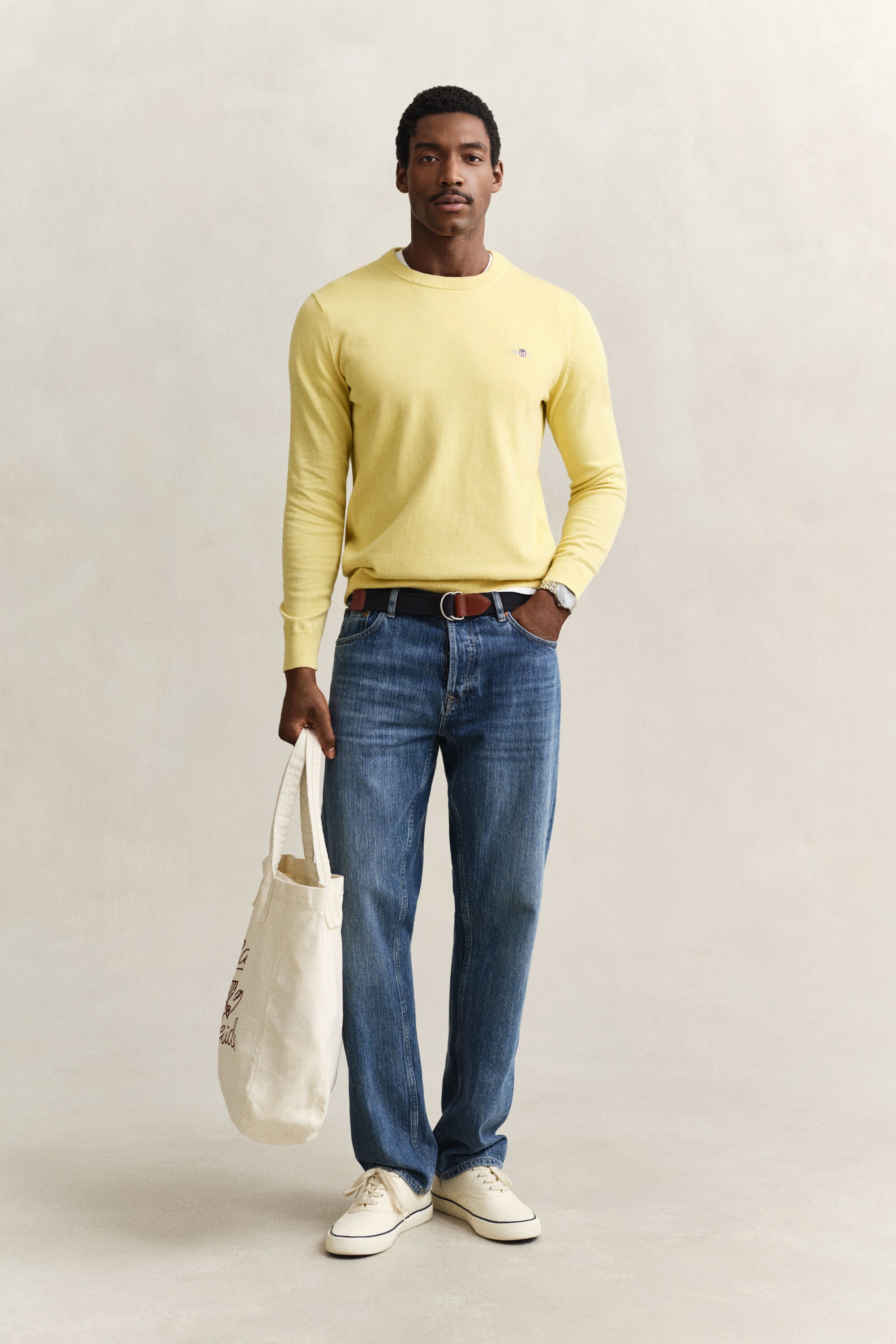 Rundhalspullover aus Baumwolle