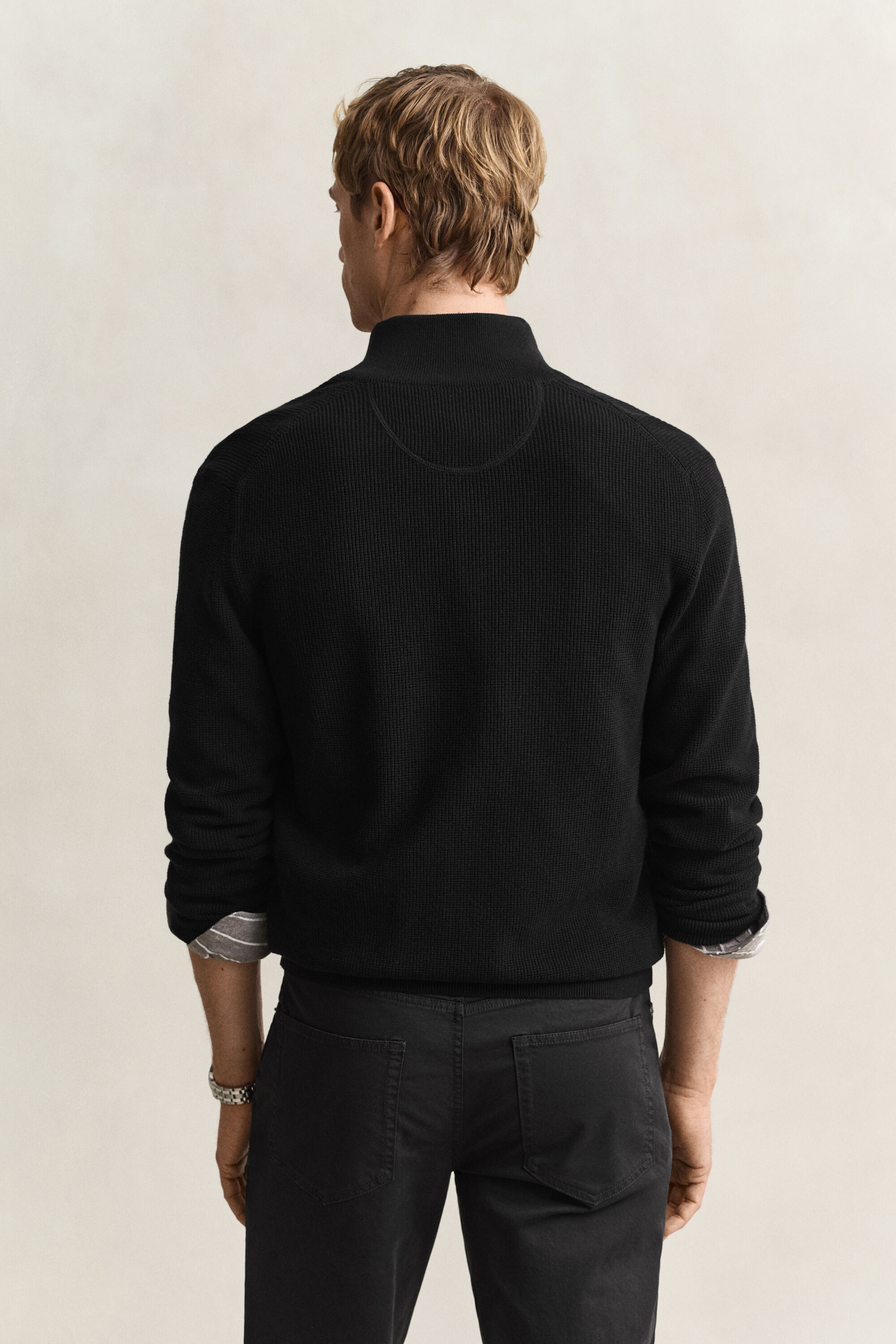 Strickjacke aus strukturierter Baumwolle mit Reißverschluss