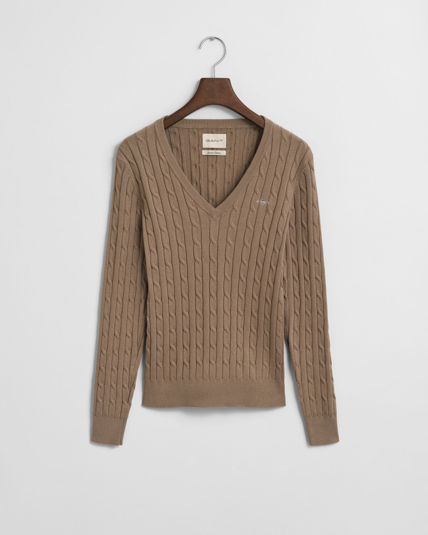 V-Neck Pullover mit Zopfmuster