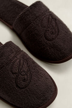 Embroidered Slippers — DEEP BROWN 1