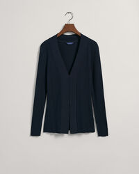 Geripptes V-Neck Langarm Oberteil