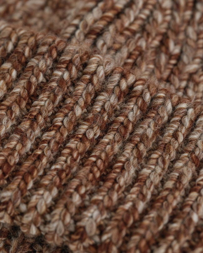 Gerippte Beanie aus Melange-Wollgarn