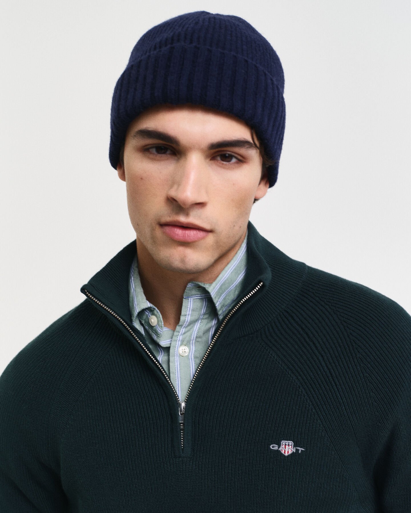 Gerippter Troyer aus Baumwoll-Woll-Gemisch