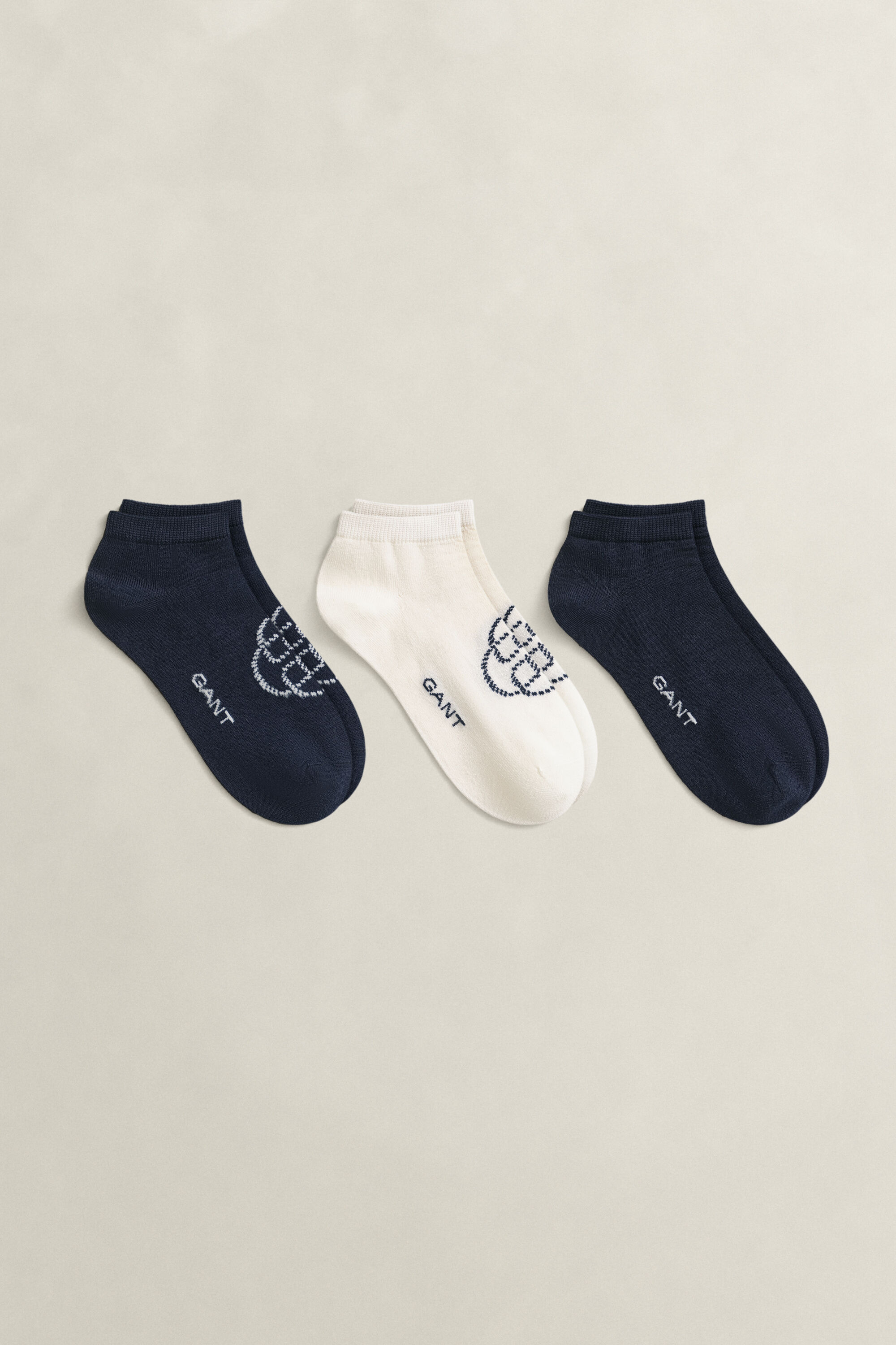 3er-Pack Knöchelsocken Monogram & Einfarbig