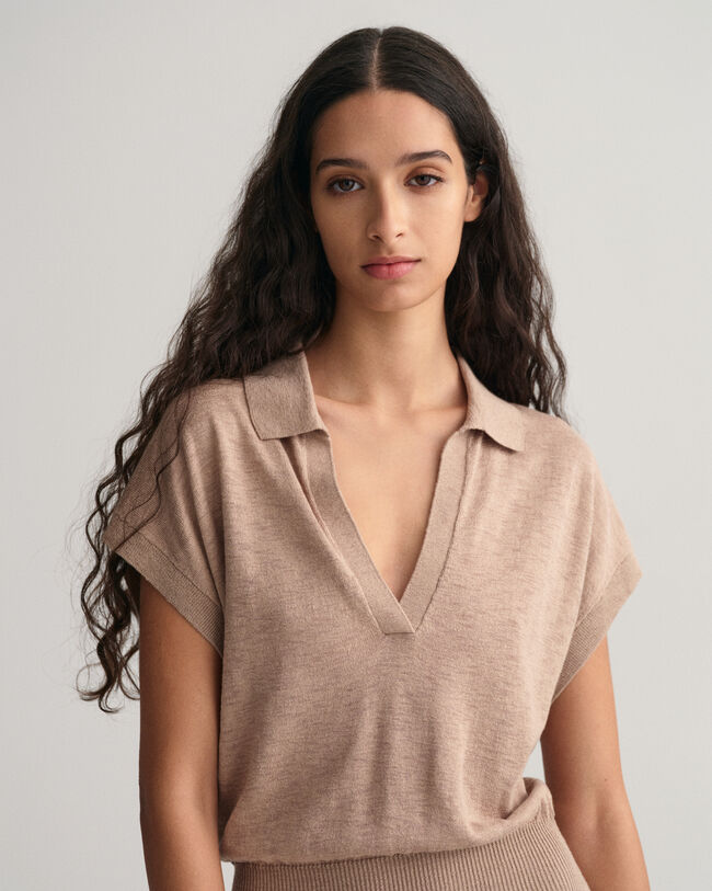 Kleid mit Kragen aus Leinenmischung