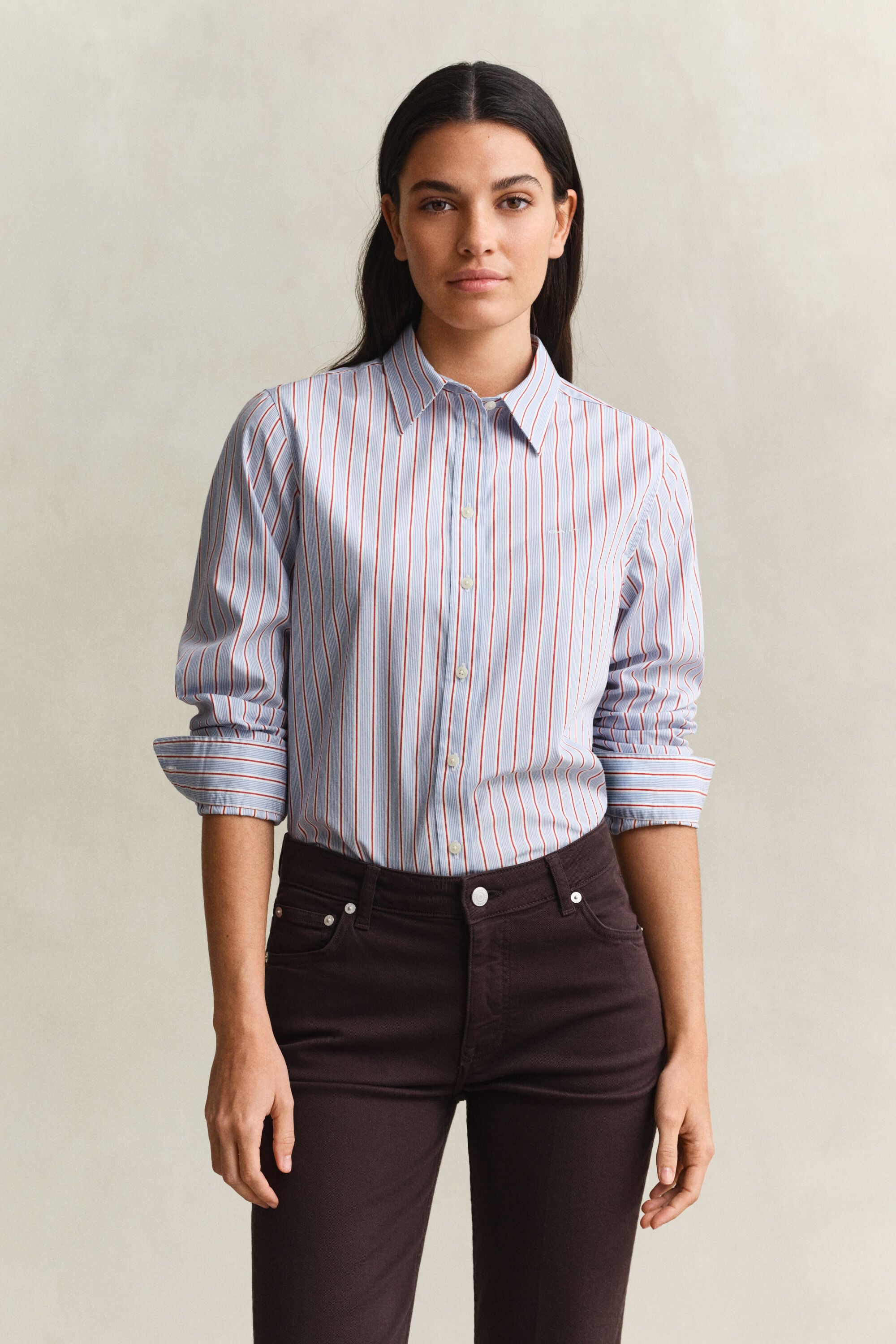 Regular Fit Classic Popeline-Bluse mit Streifen
