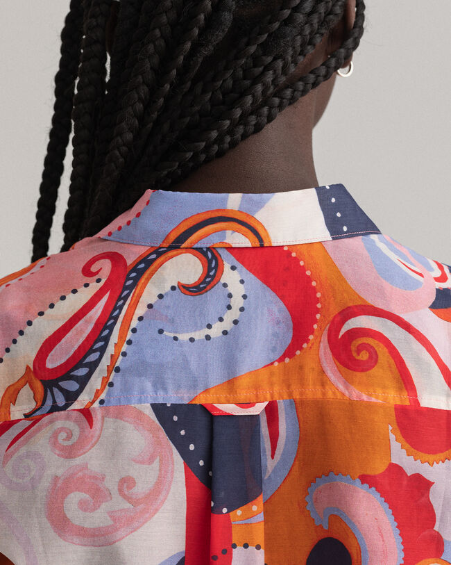 Regular Fit Baumwoll-Seiden-Bluse mit Paisley-Muster