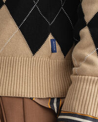 V-Neck Pullover mit Argyle-Muster