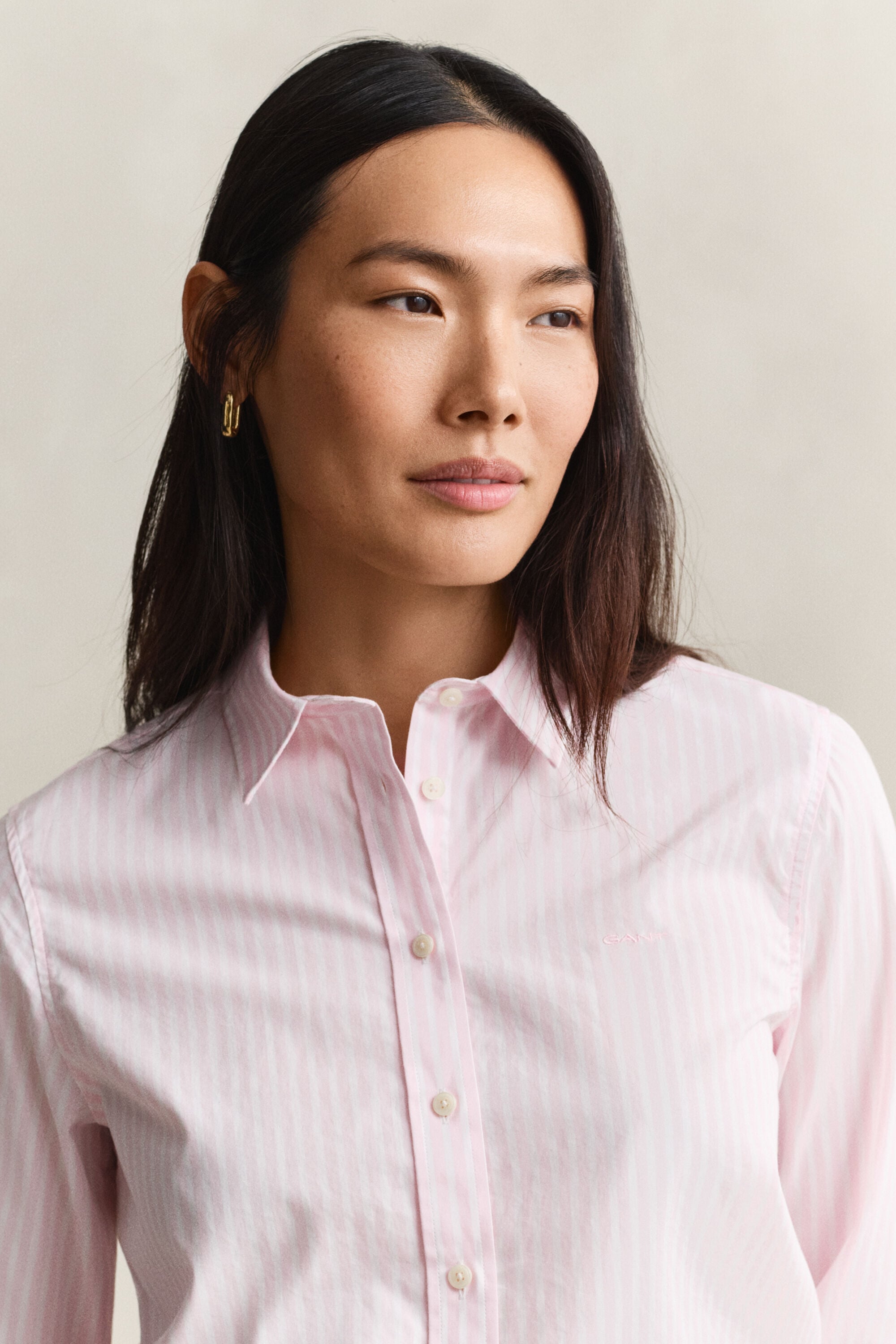 Popeline-Bluse im Regular Fit mit Streifen