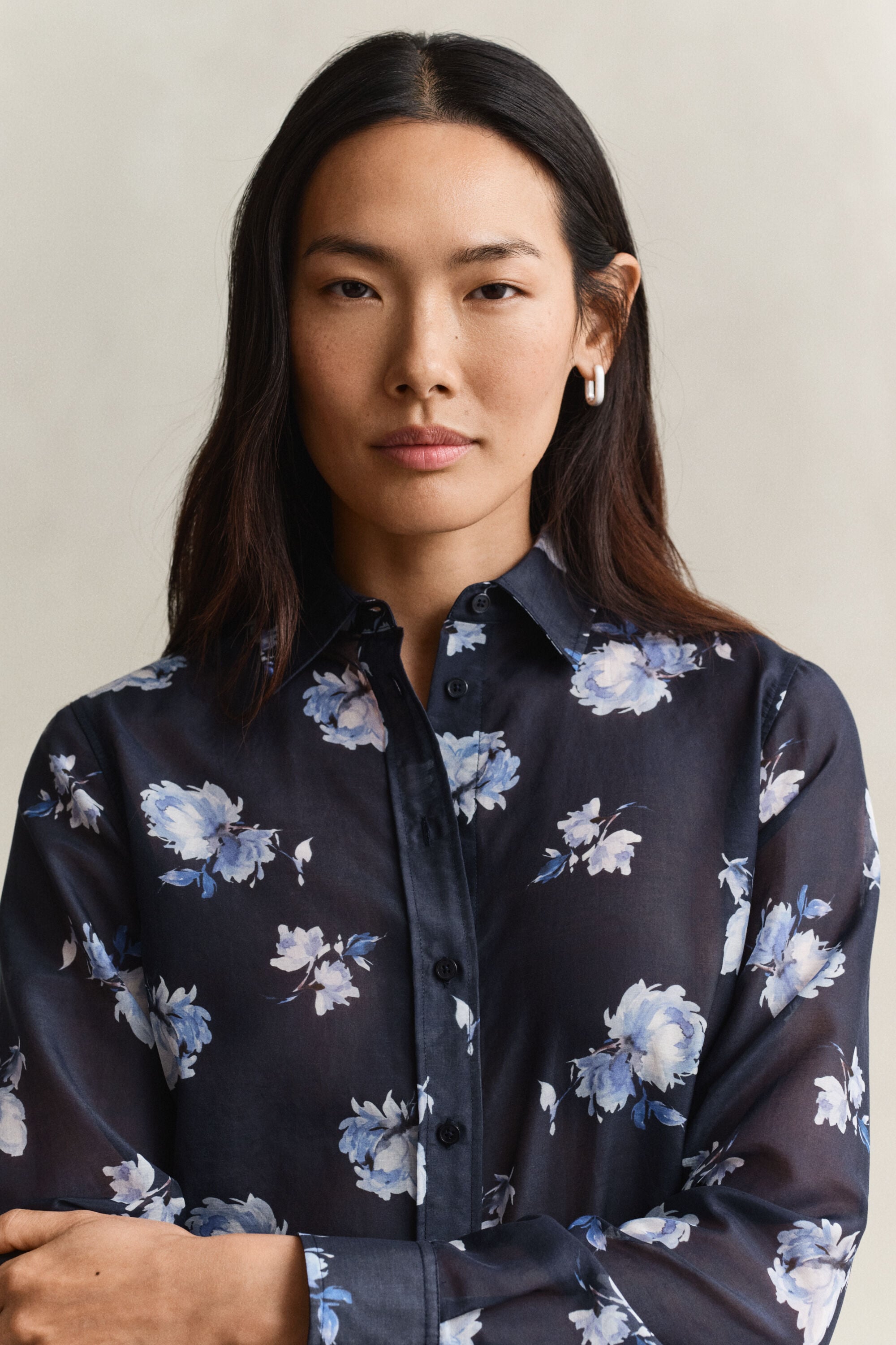 Bluse aus Baumwoll-Seiden-Mix mit Blumenprint