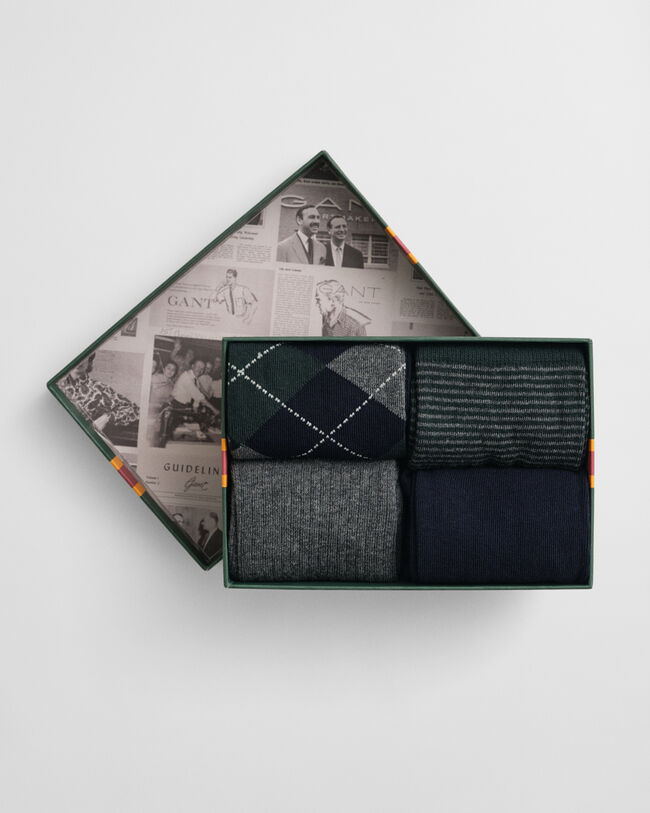 4er-Pack Socken Argyle & Streifen in Geschenkbox