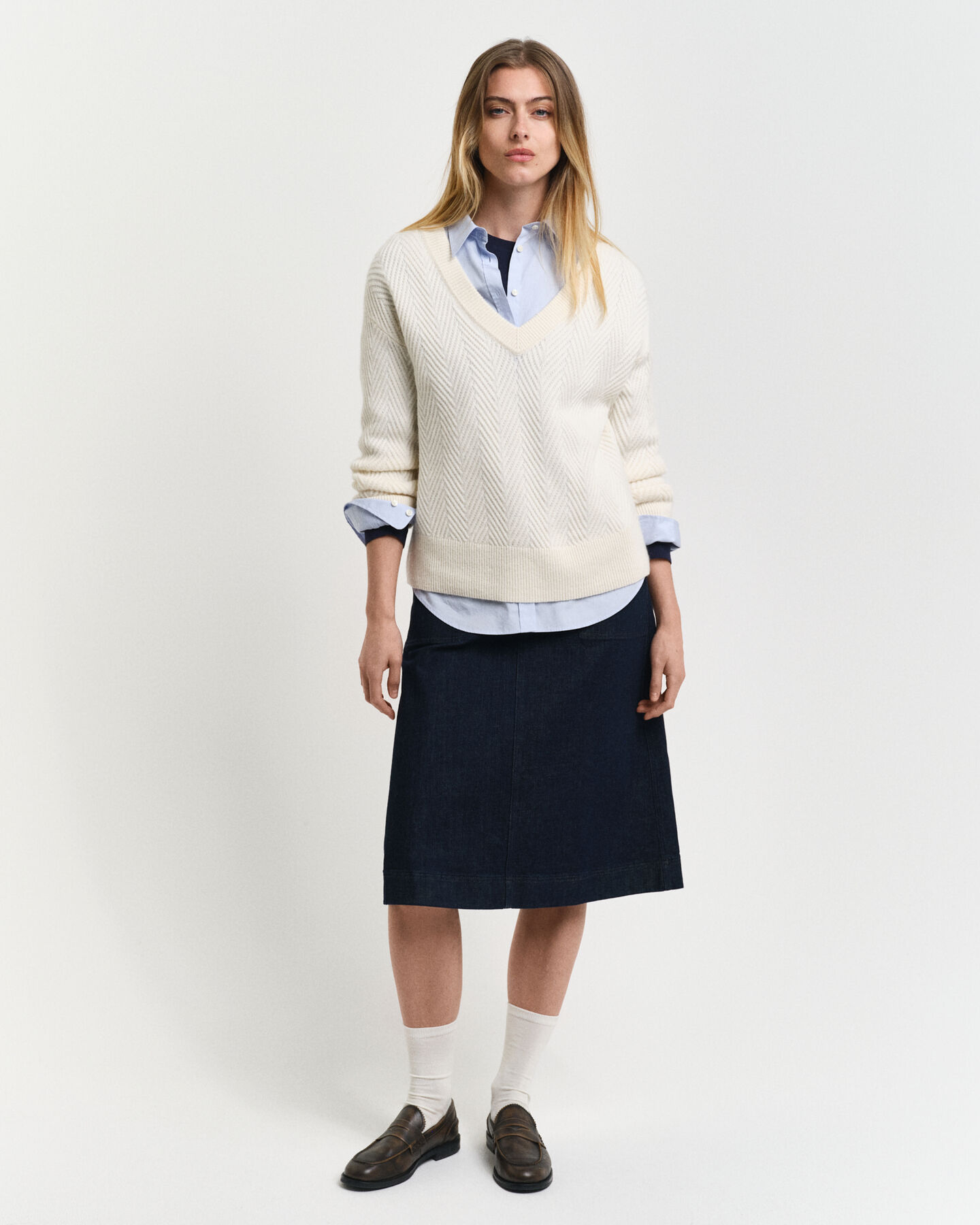 Herringbone V-Neck Pullover