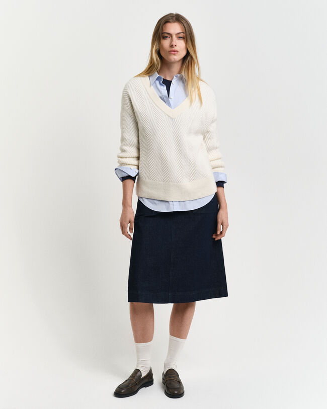 Herringbone V-Neck Pullover