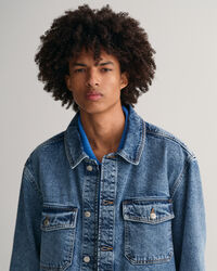 St&uuml;ckgef&auml;rbte Denim Hemdjacke