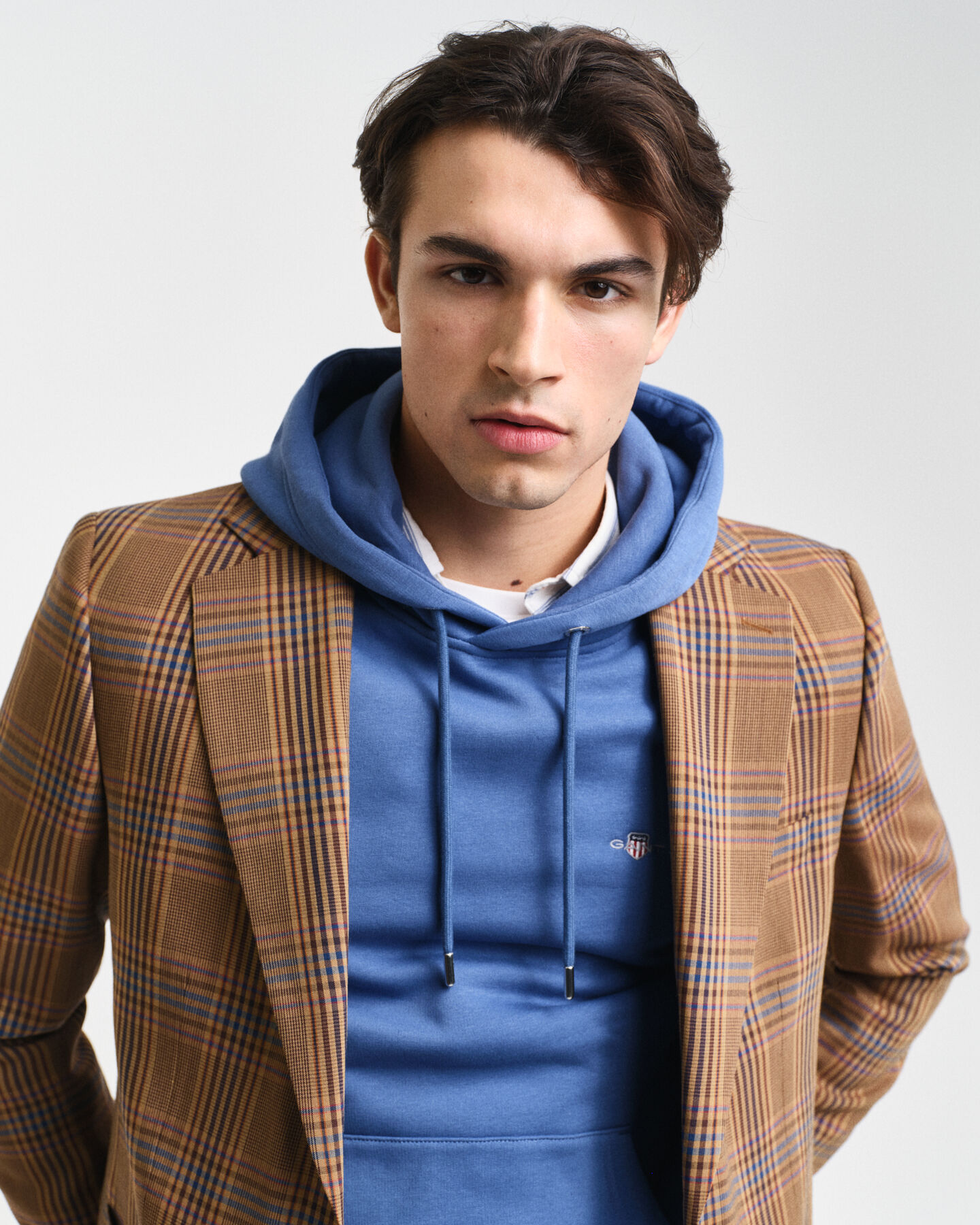 Relaxed Fit Woll Sakko mit Karomuster