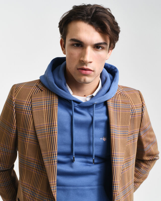 Relaxed Fit Woll Sakko mit Karomuster