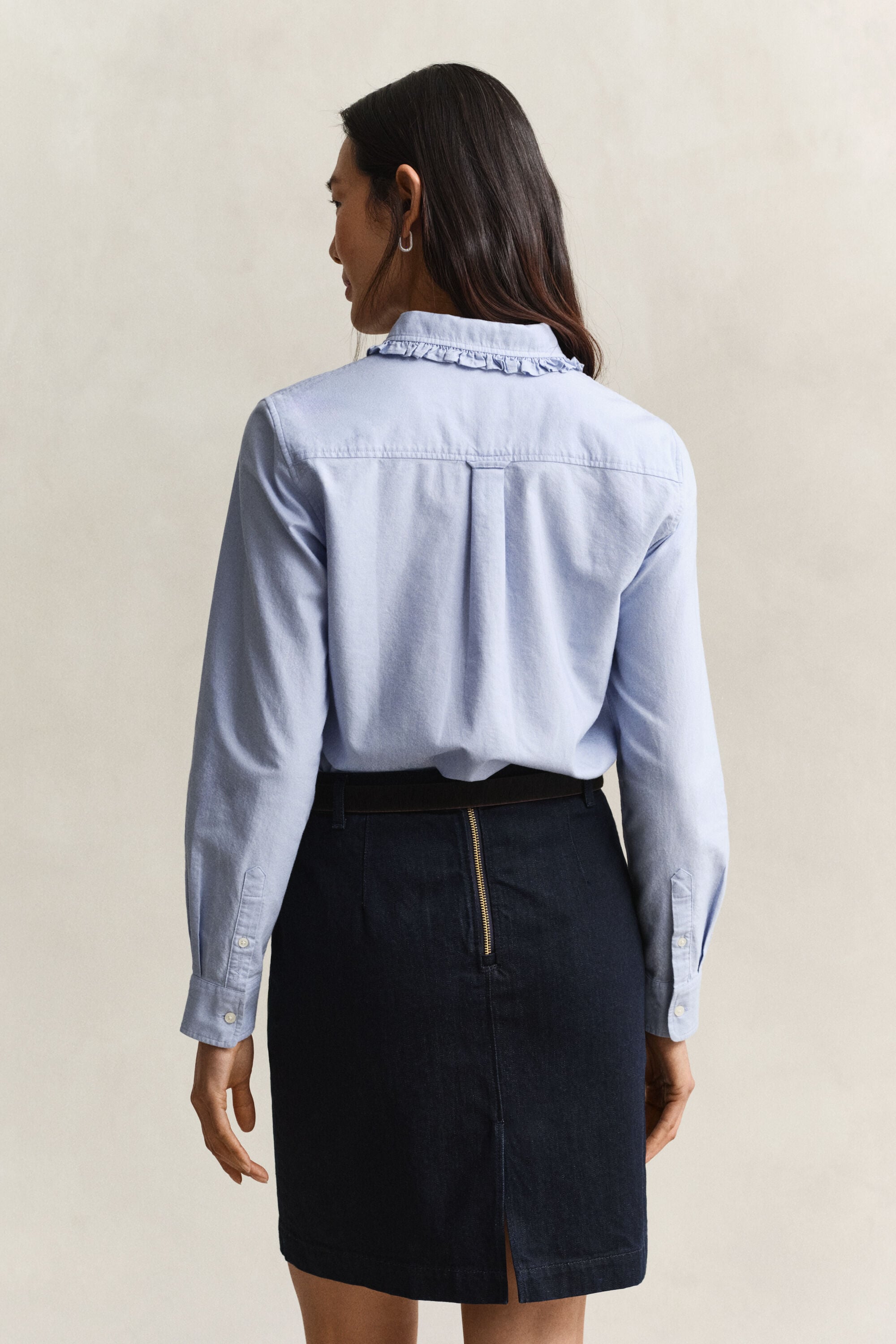 Classic Oxford-Bluse mit Rüschen