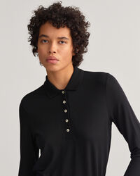 Detail Collar Piqu&eacute; Langarm-Poloshirt