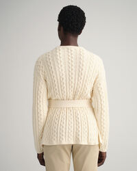 Wickelstrickjacke mit Zopfmuster