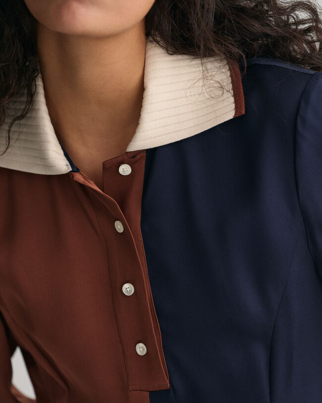 Color Rugger Kurzarmkleid im Blockfarbendesign