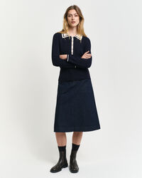 Gerippter Polopullover mit Kontrast