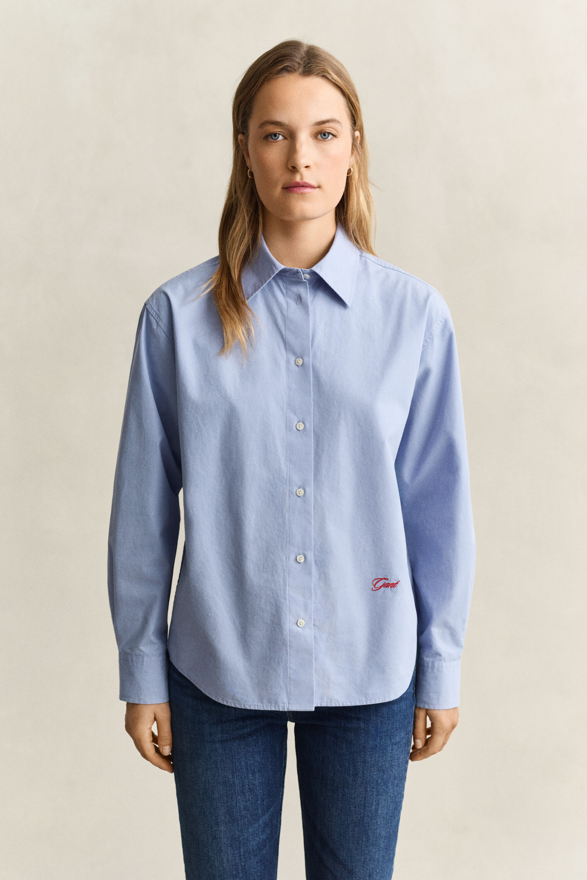 Relaxed Fit Popeline-Bluse