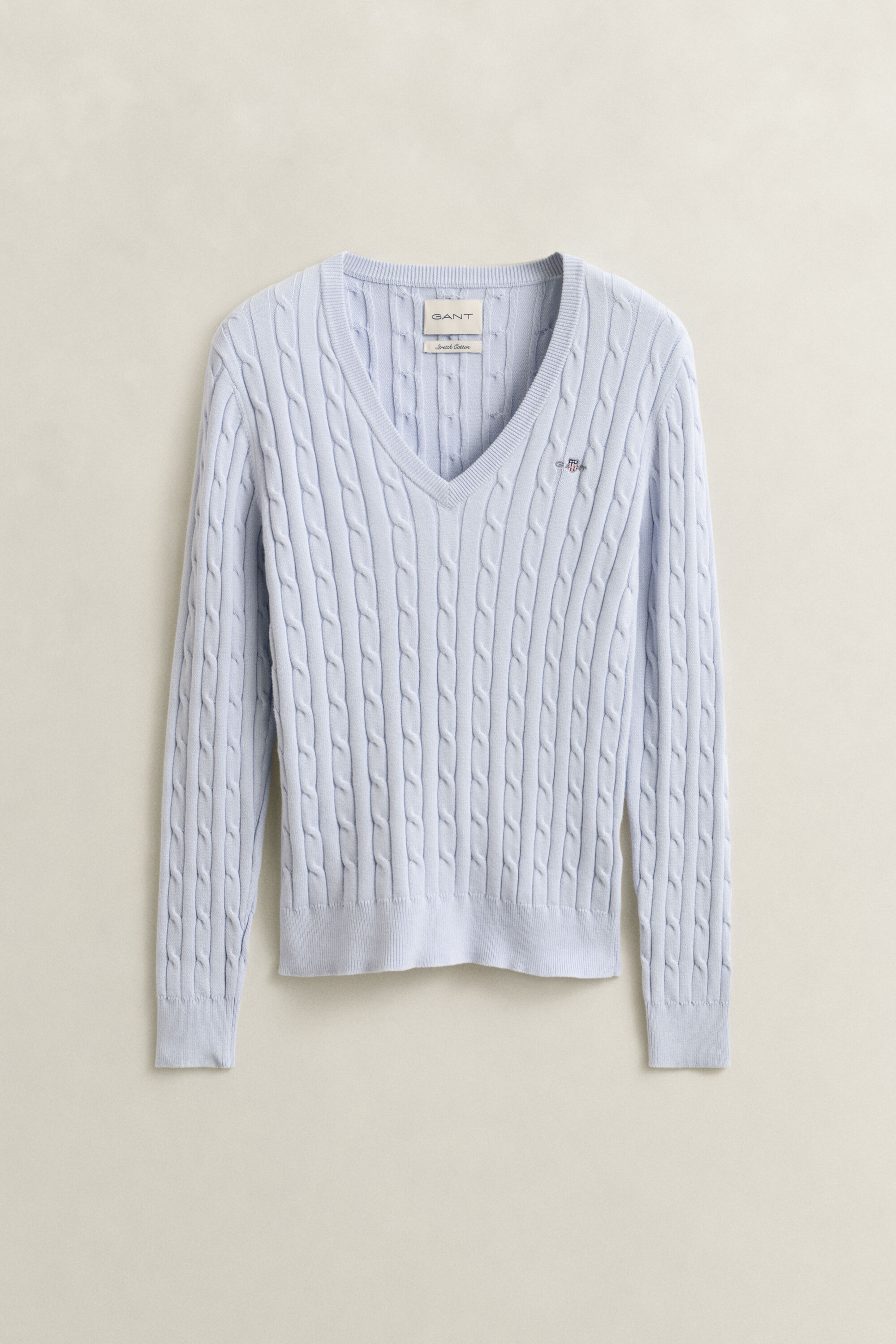 V-Neck Pullover mit Zopfmuster