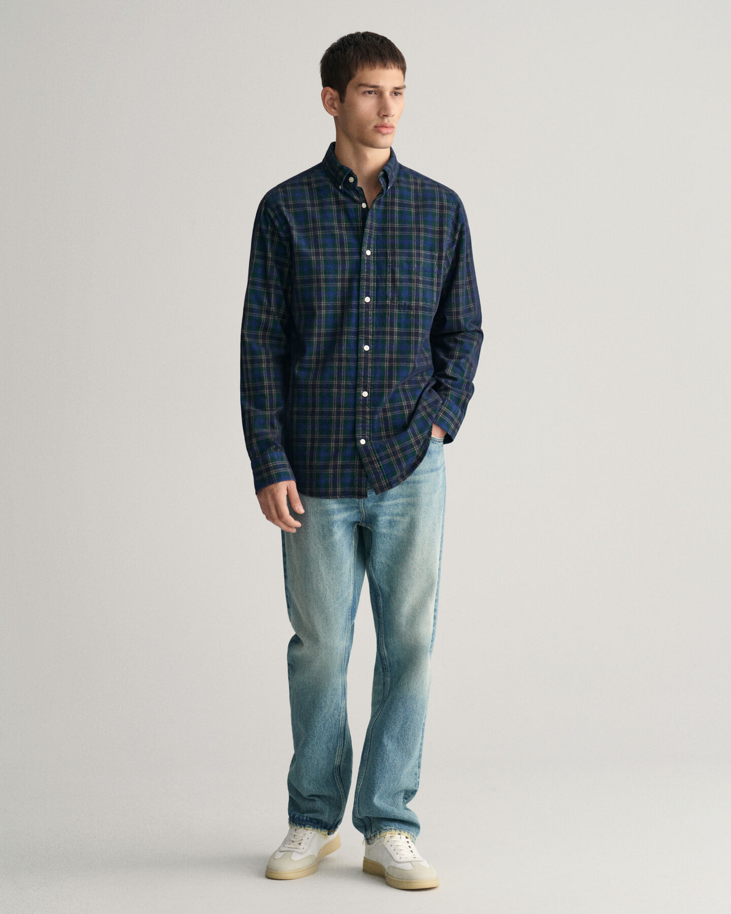 Regular Fit Cordhemd mit Karomuster