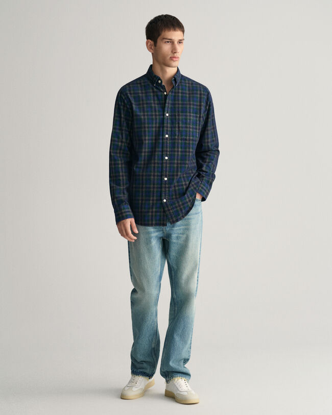 Regular Fit Cordhemd mit Karomuster