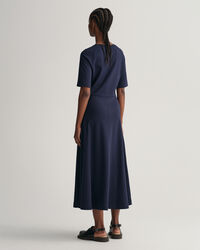 Ausgestelltes Kurzarm Rundhalskleid