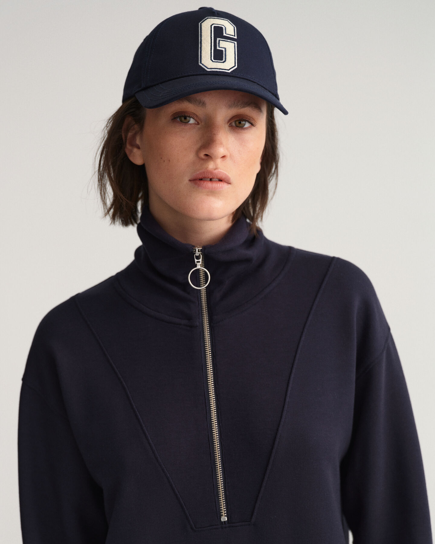 Sweatkleid mit halblangem Reißverschluss