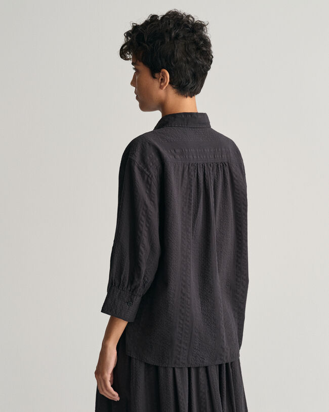 Relaxed Fit Seersucker Schlupfbluse mit Streifen