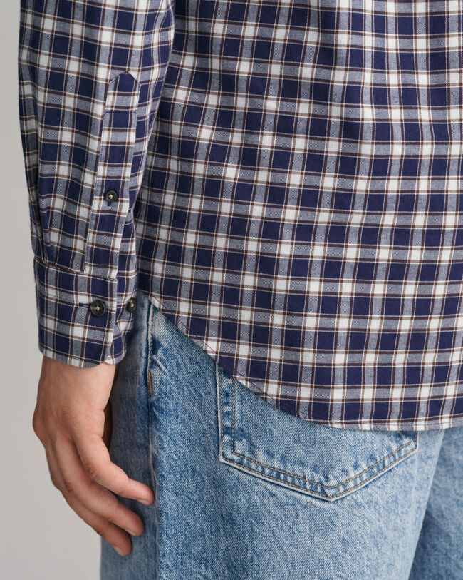 Regular Fit Flanellhemd mit Mikro-Tartanmuster