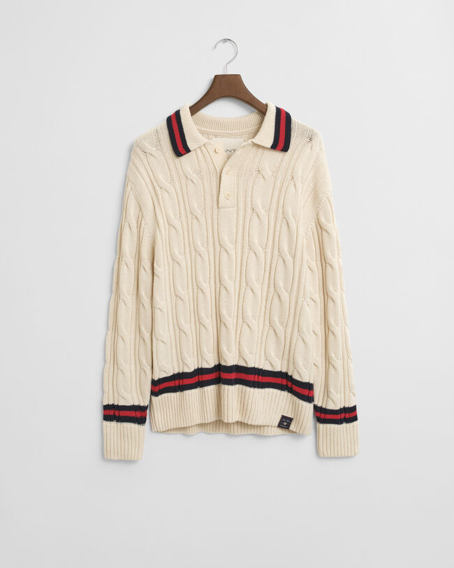 Zopfstrick Polopullover